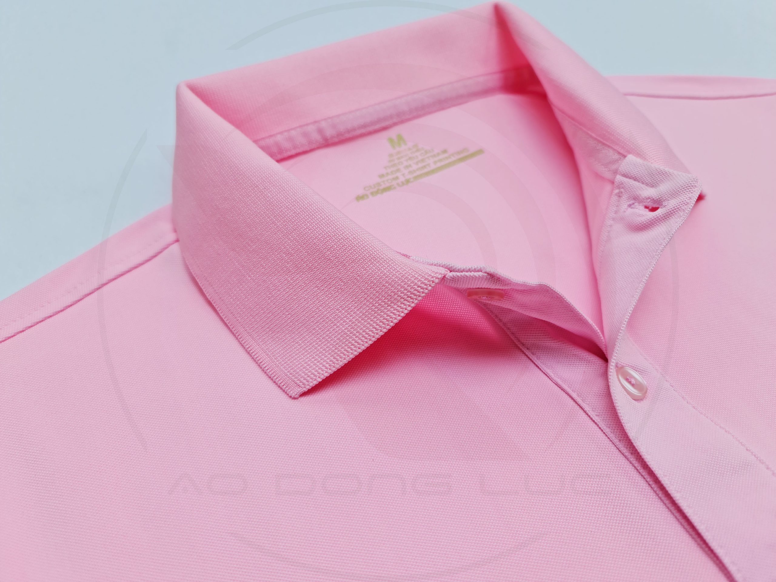 áo thun polo, áo thun trơn, áo cổ trụ, cổ bẻ, áo phông Chi tiết cổ áo áo thun cổ trụ polo bo trơn cá sấu lạnh poly thấm hút hồng phấn