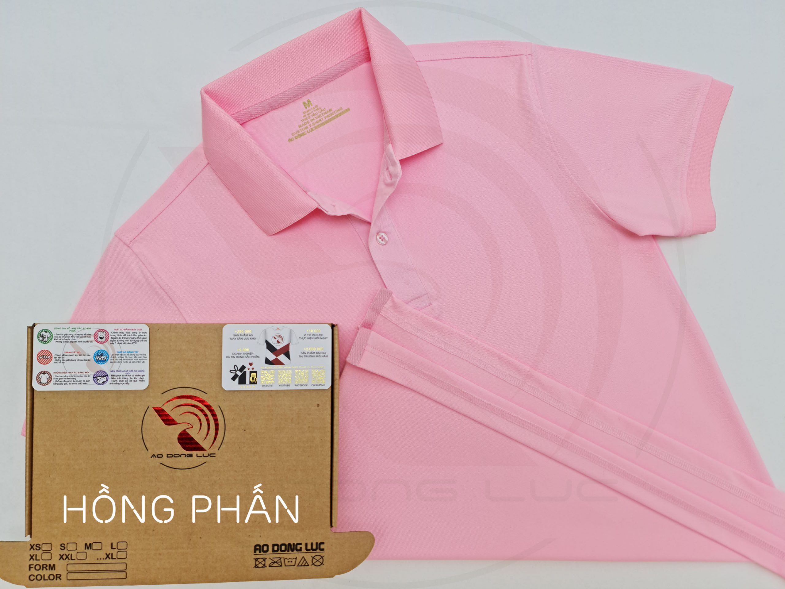 áo thun polo, áo thun trơn, áo cổ trụ, cổ bẻ, áo phông Áo thun cổ trụ bo trơn cá sấu lạnh poly thấm hút màu hồng phấn