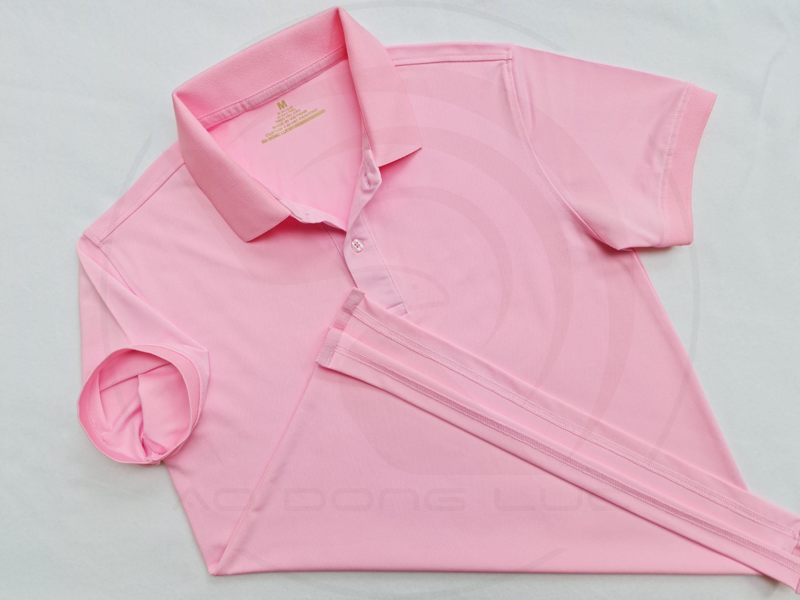 áo thun polo, áo thun trơn, áo cổ trụ, cổ bẻ, áo phông Áo thun cổ trụ bo trơn cá sấu lạnh poly thấm hút màu hồng phấn