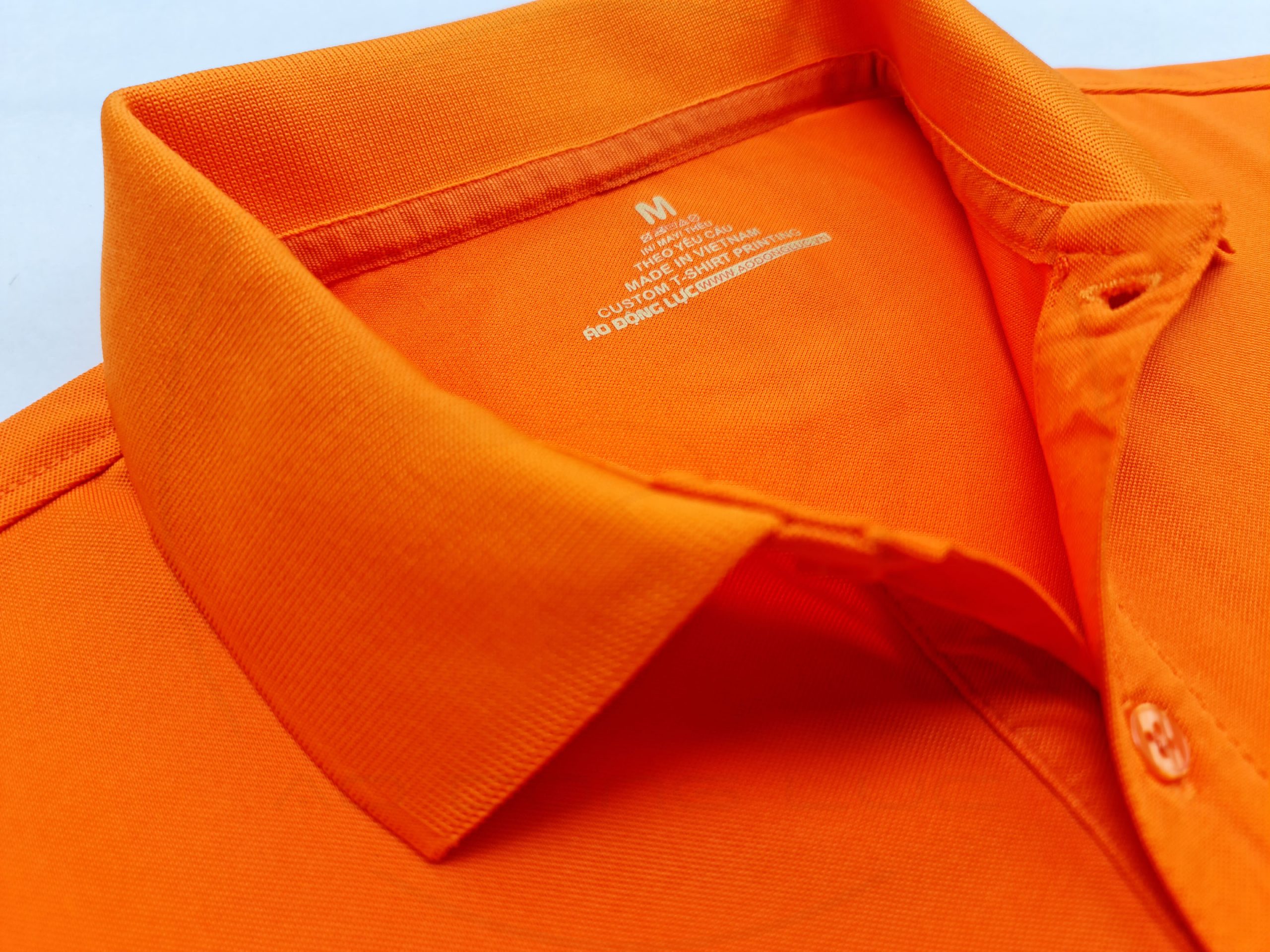 áo thun polo, áo thun trơn, áo cổ trụ, cổ bẻ, áo phông Chi tiết cổ áo áo thun cổ trụ polo bo trơn cá sấu lạnh poly thấm hút màu cam