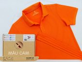 Áo thun cổ trụ polo bo trơn cá sấu lạnh poly thấm hút màu cam