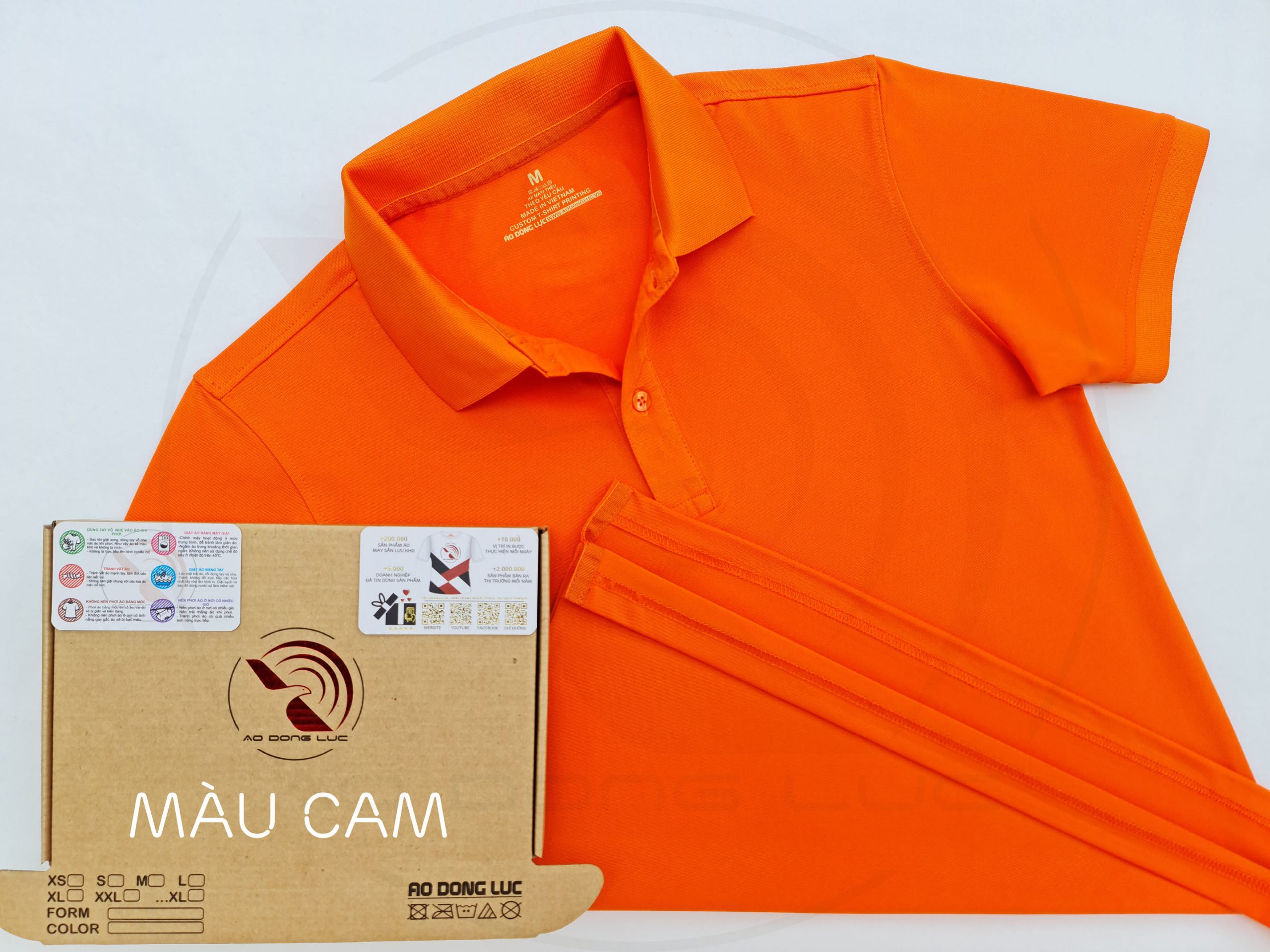 áo thun polo, áo thun trơn, áo cổ trụ, cổ bẻ, áo phông Áo thun cổ trụ polo bo trơn cá sấu lạnh poly thấm hút màu cam