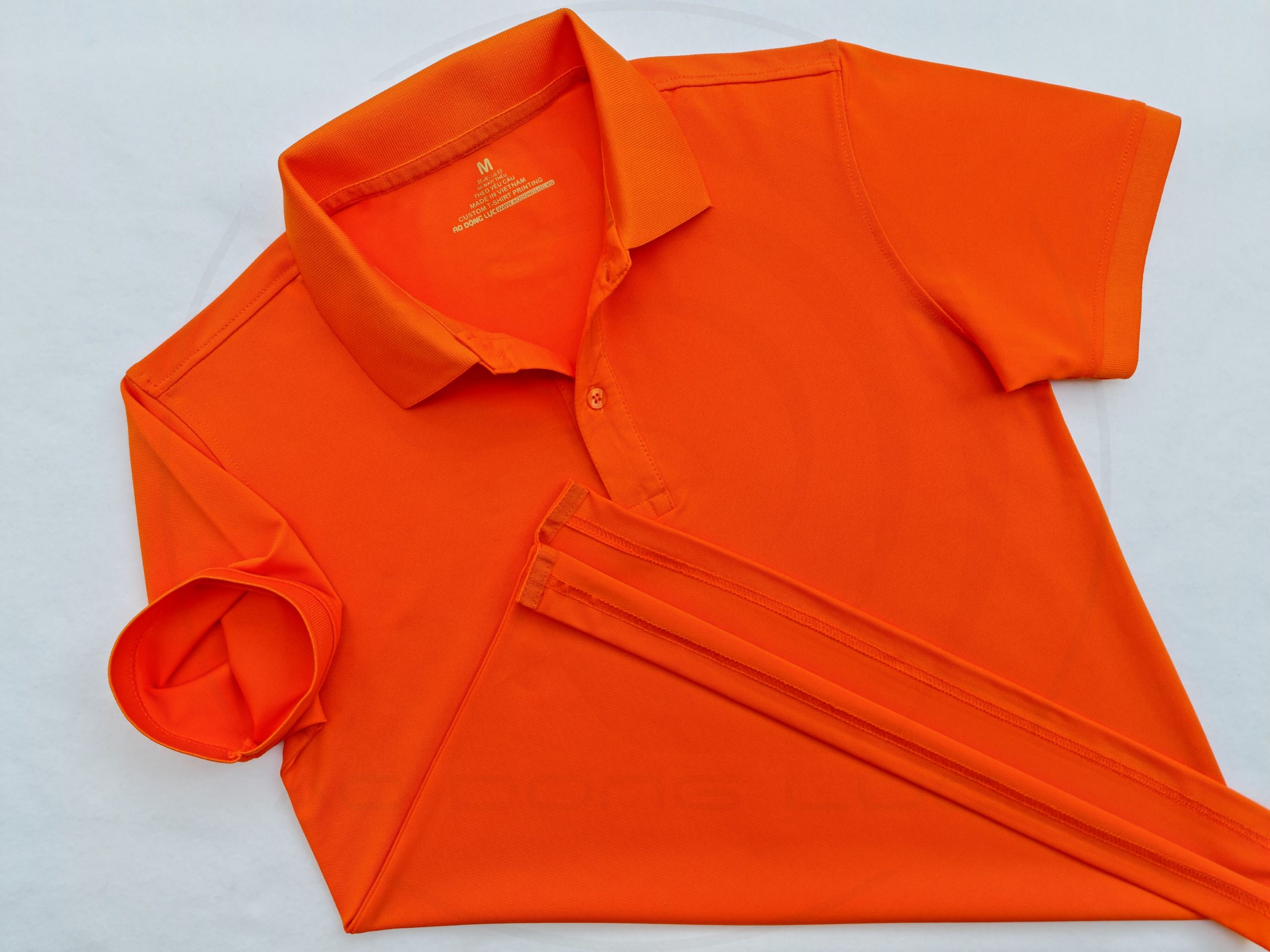 áo thun polo, áo thun trơn, áo cổ trụ, cổ bẻ, áo phông Áo thun cổ trụ polo bo trơn cá sấu lạnh poly thấm hút màu cam