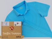 Áo thun cổ trụ polo bo trơn cá sấu lạnh poly thấm hút xanh thiên thanh