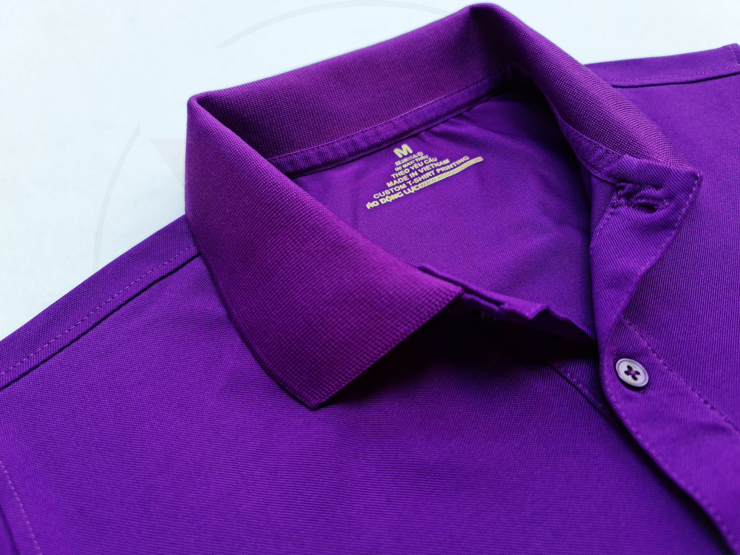 áo thun polo, áo thun trơn, áo cổ trụ, cổ bẻ, áo phông Chi tiết cổ áo áo thun cổ trụ polo bo trơn cá sấu lạnh màu tím huế