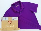 Áo thun cổ trụ polo bo trơn cá sấu lạnh poly thấm hút màu tím huế