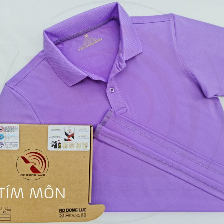 Áo thun cổ trụ polo bo trơn cá sấu lạnh poly thấm hút màu tím môn