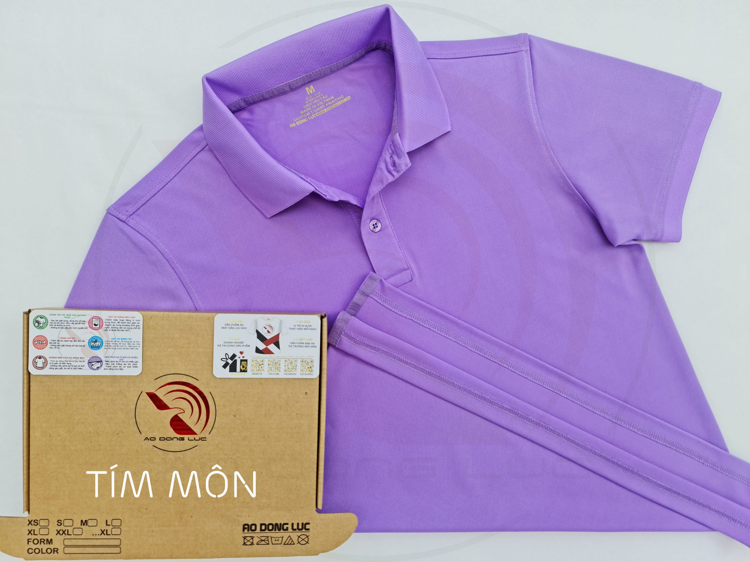 áo thun polo, áo thun trơn, áo cổ trụ, cổ bẻ, áo phông Áo thun cổ trụ polo bo trơn cá sấu lạnh poly thấm hút màu tím môn