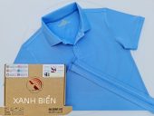 Áo thun cổ trụ polo bo trơn cá sấu lạnh poly thấm hút xanh biển