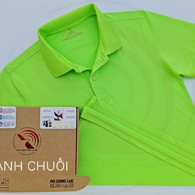 Áo thun cổ trụ polo bo trơn cá sấu lạnh poly thấm hút xanh chuối