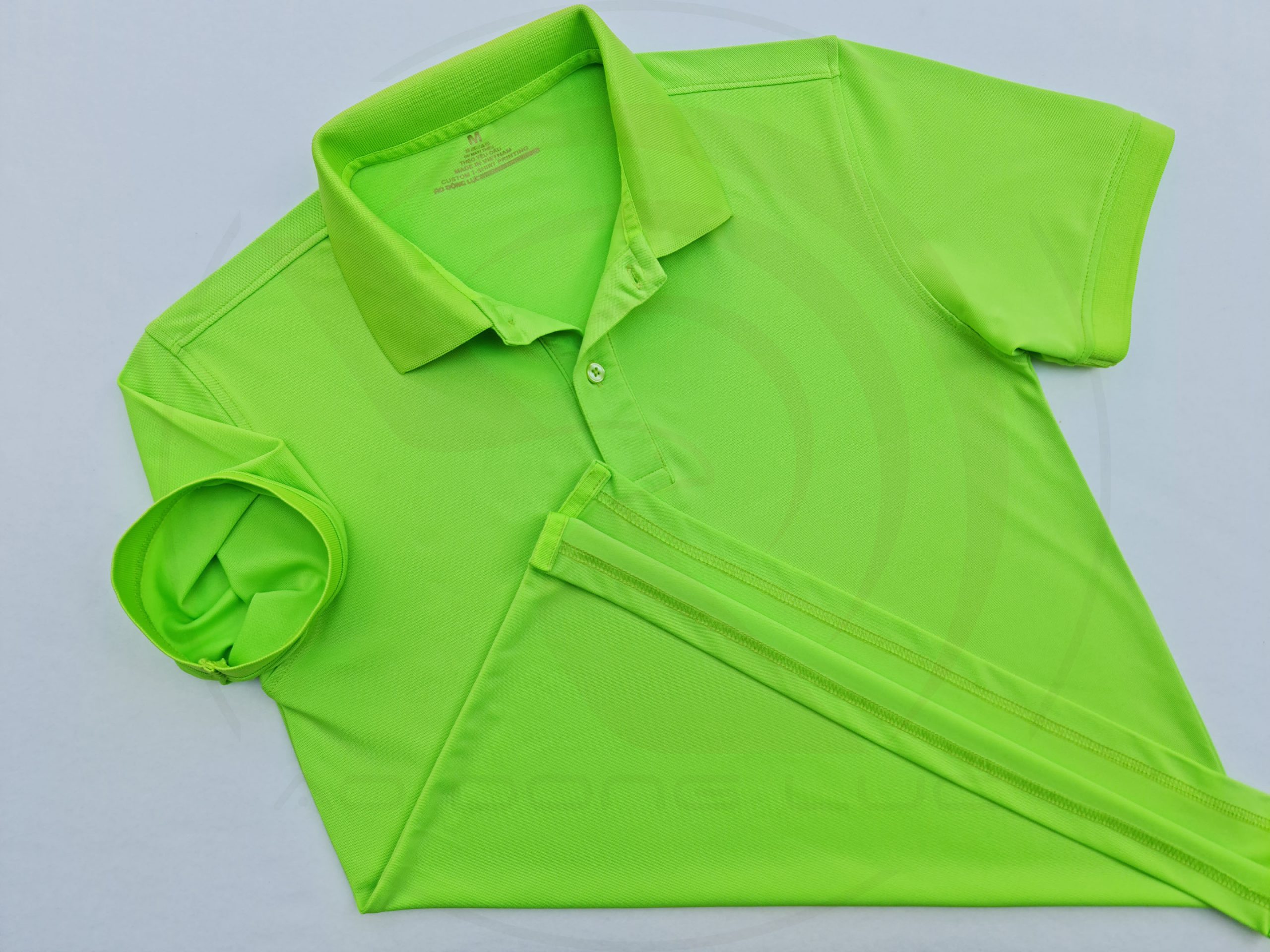 Áo thun cổ trụ polo bo trơn cá sấu lạnh poly thấm hút xanh chuối