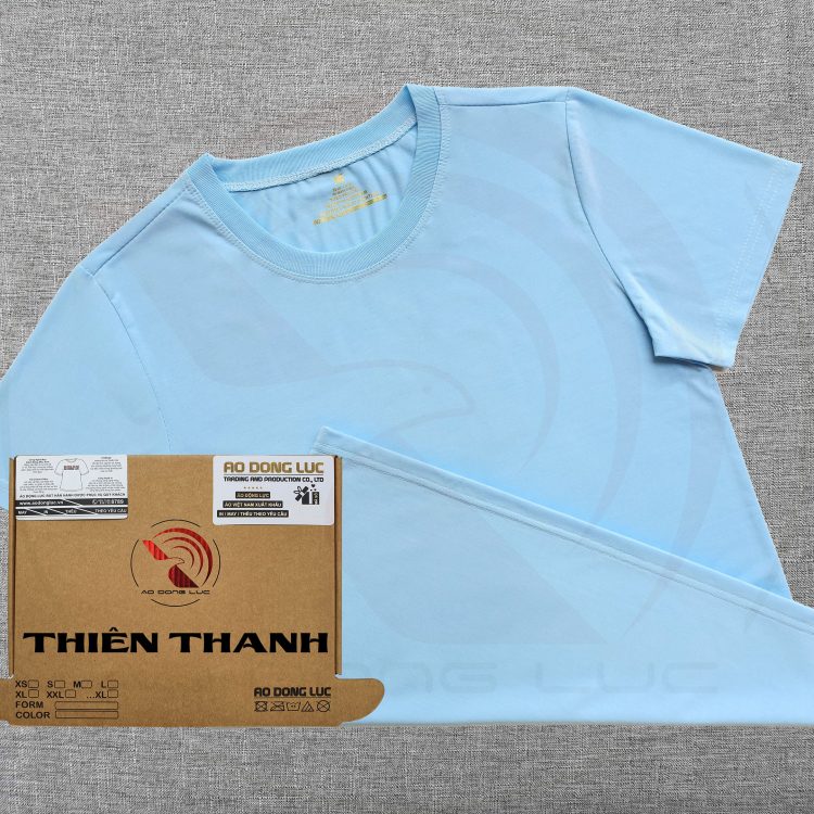 Áo thun cổ tròn ngắn tay supe unisex màu thiên thanh