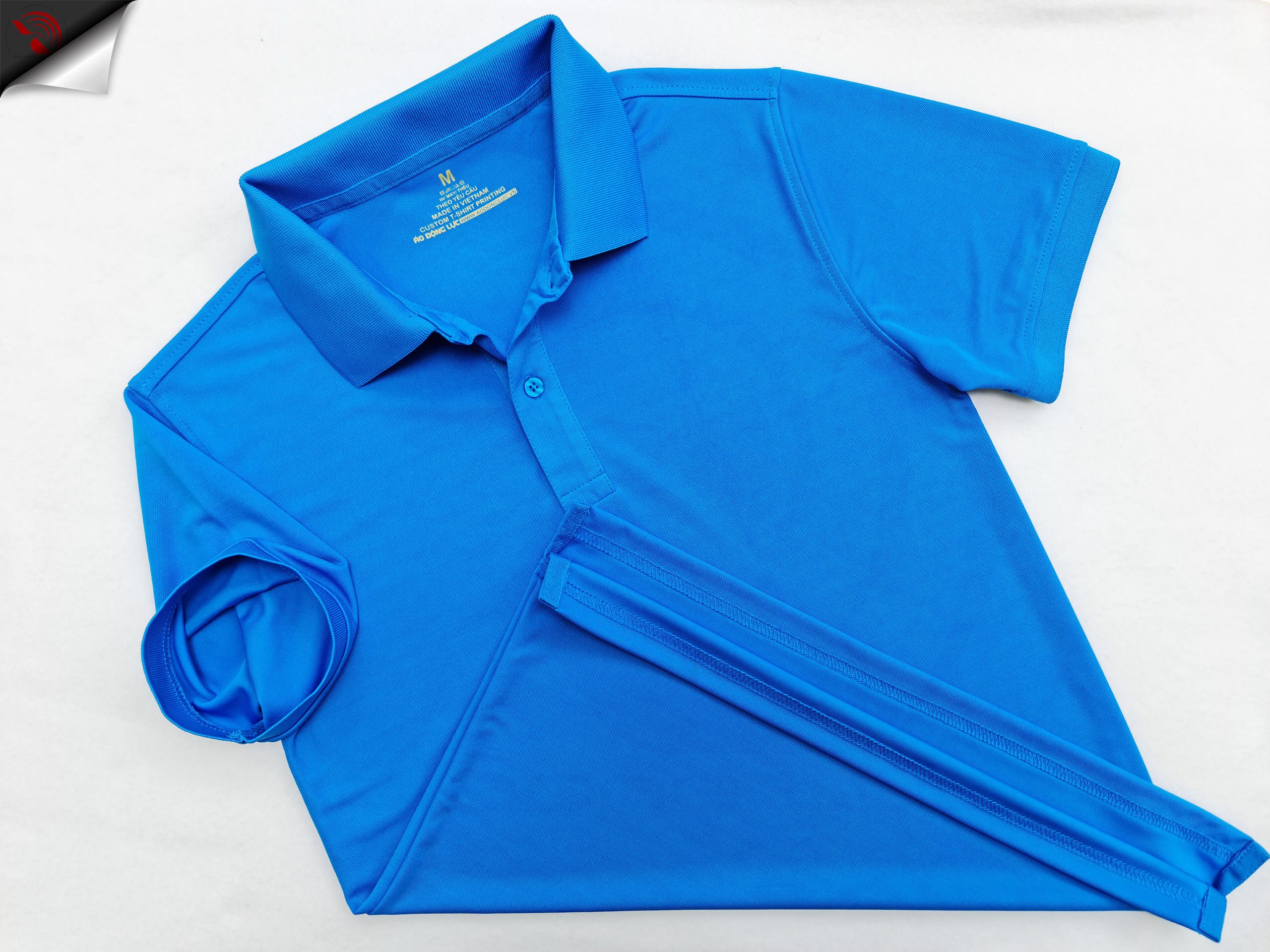 Áo cổ trụ polo bo trơn unisex cá sấu mè màu xanh ya