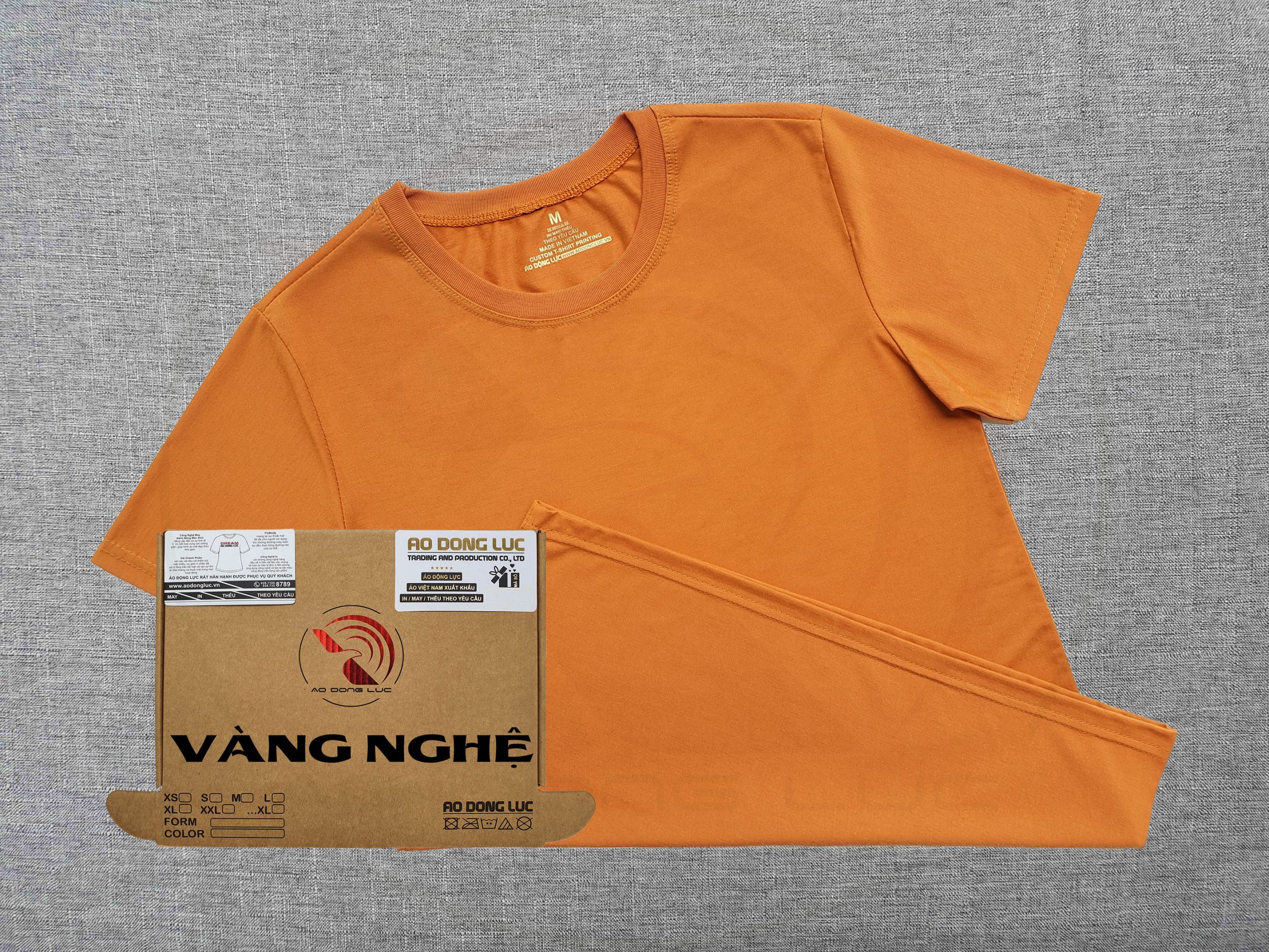 áo thun giá rẻ, supe, spandex, polyester, áo thun trơn, Áo thun cổ tròn supe ngắn tay unisex màu vàng nghệ