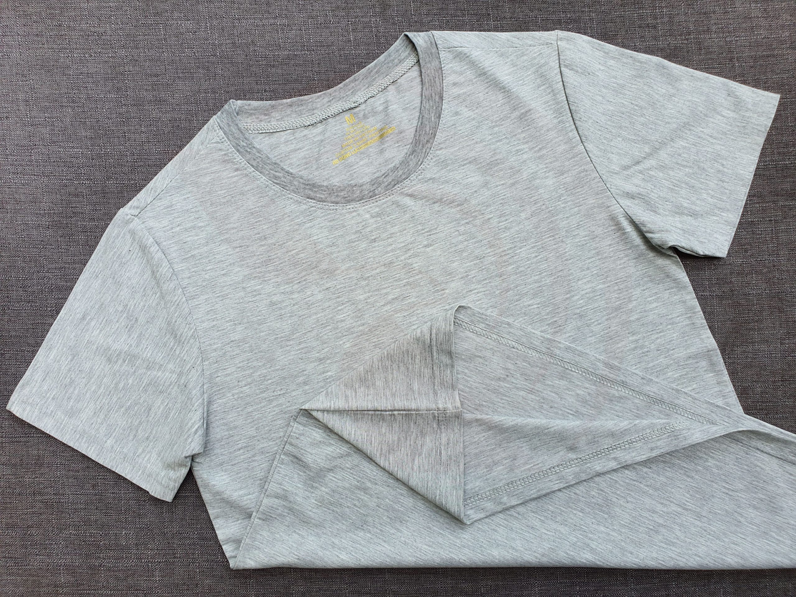 Áo thun cổ tròn ngắn tay supe unisex màu xám tiêu