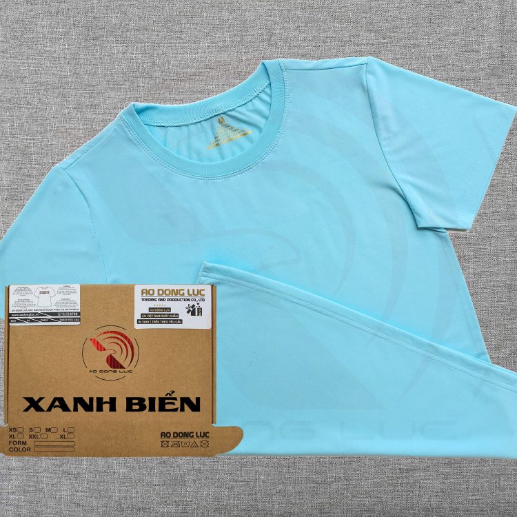 Áo thun cổ tròn ngắn tay supe unisex màu xanh biển