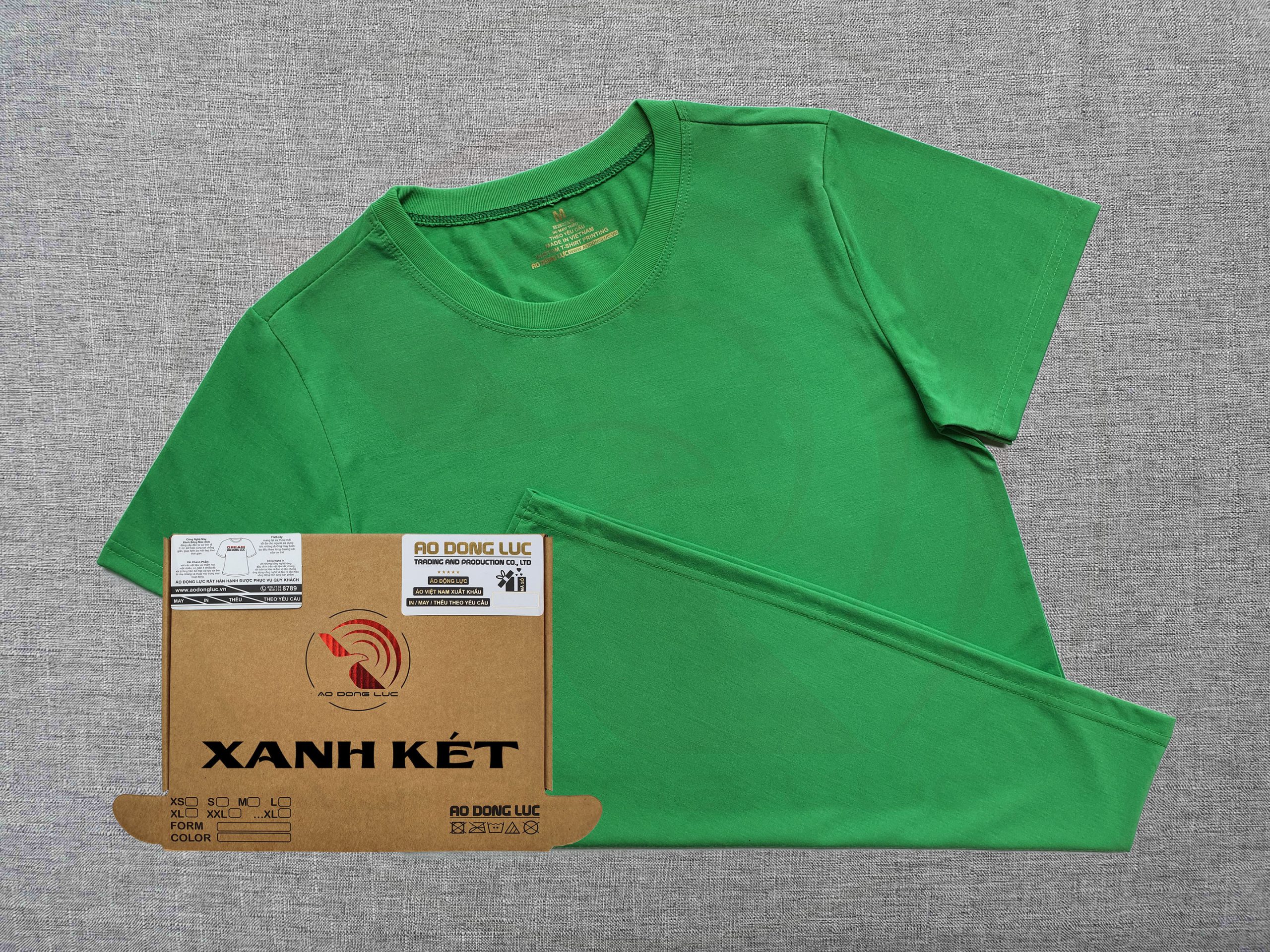 Áo thun cổ tròn ngắn tay supe unisex màu xanh két