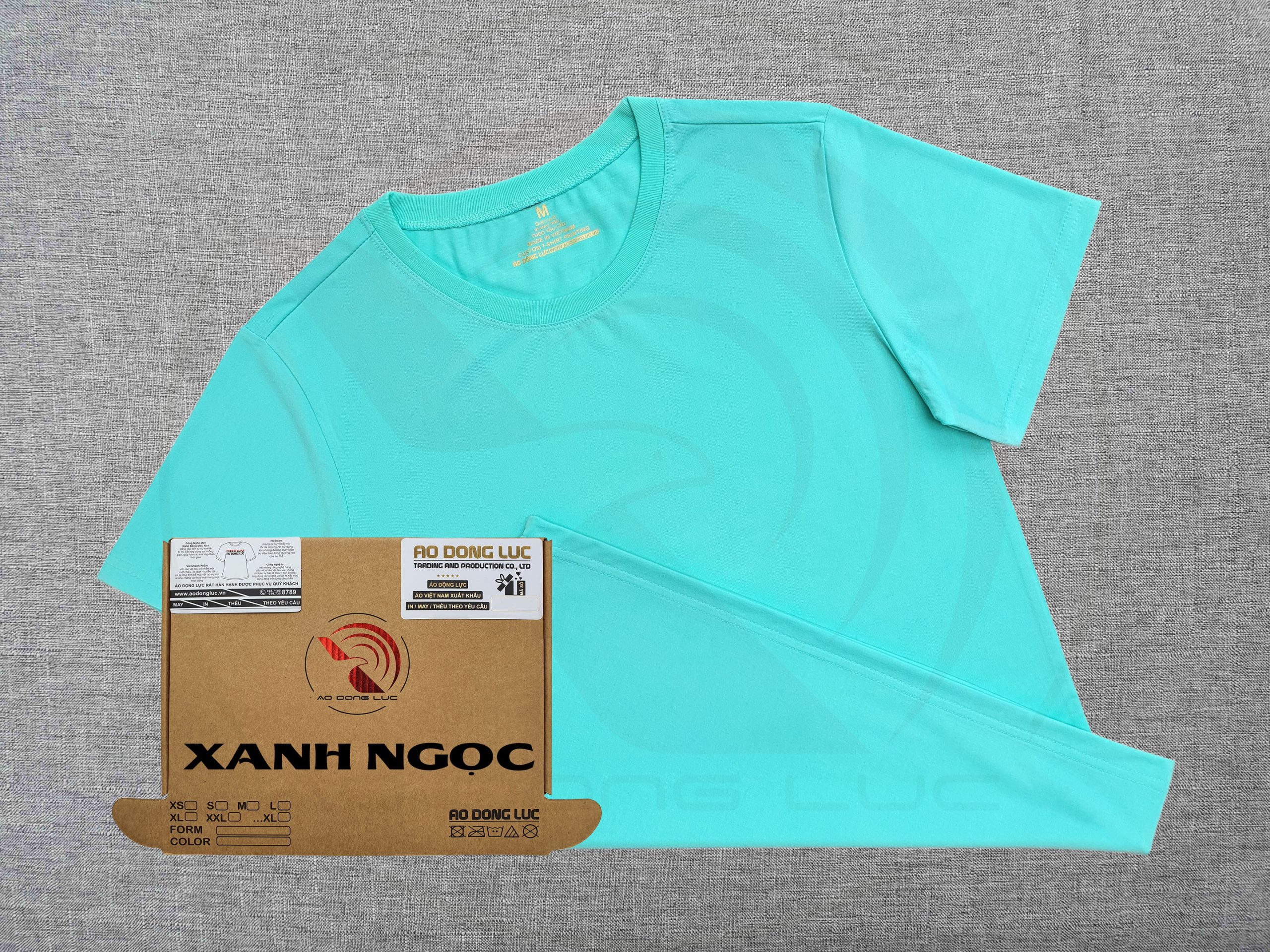 Áo thun cổ tròn ngắn tay supe unisex màu xanh ngọc