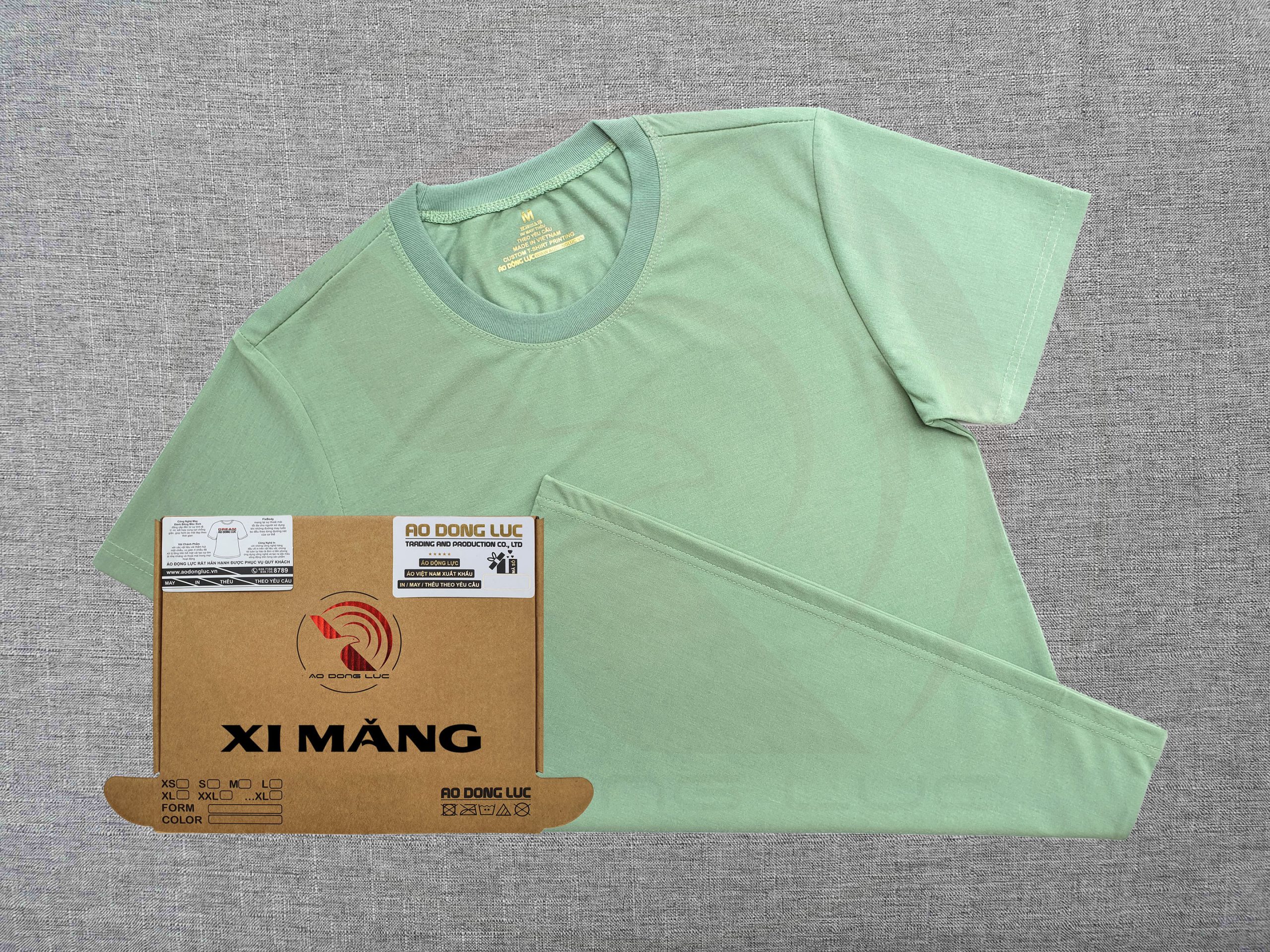 Áo thun cổ tròn ngắn tay supe unisex màu xi măng