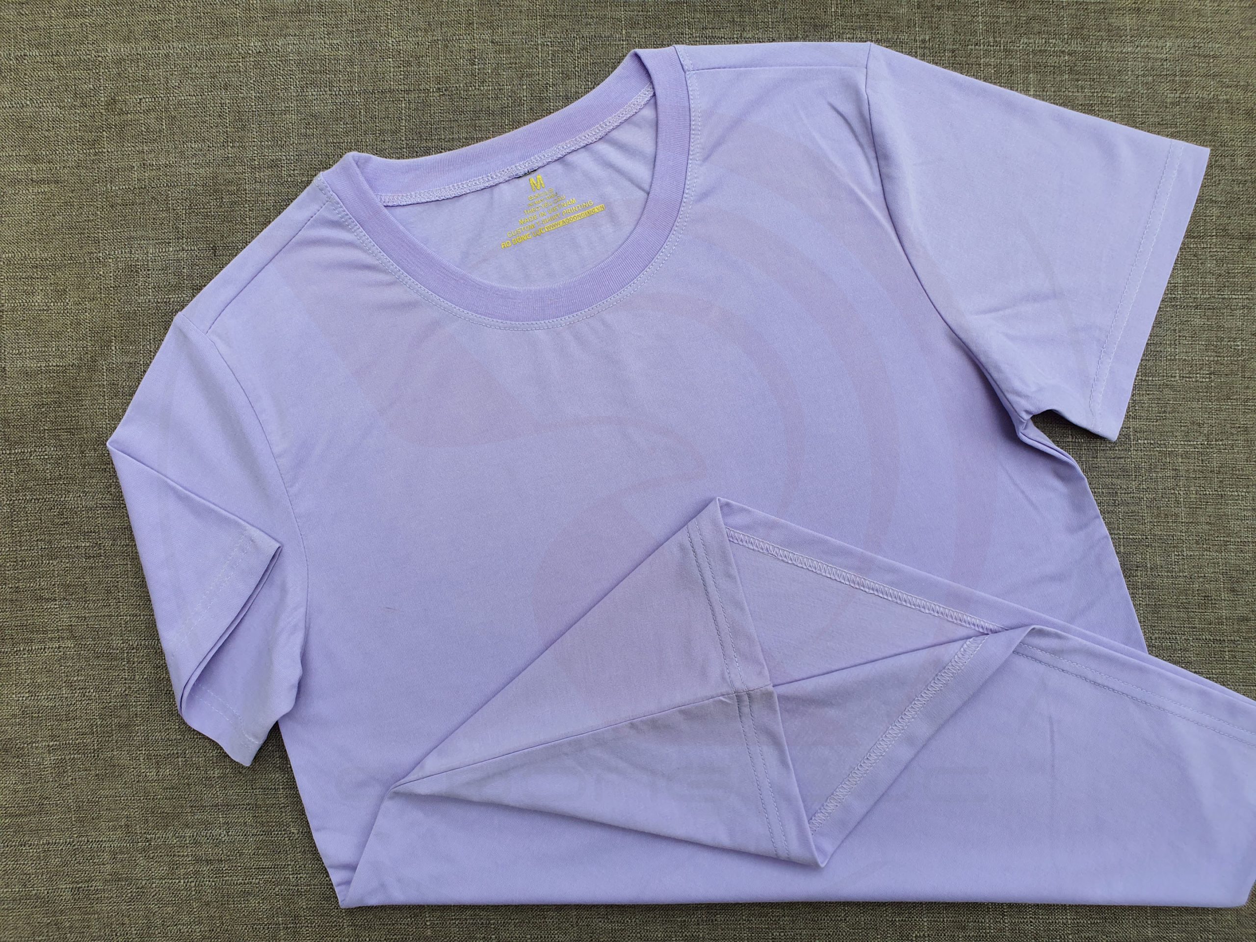 Áo thun cổ tròn ngắn tay supe unisex màu tím cà