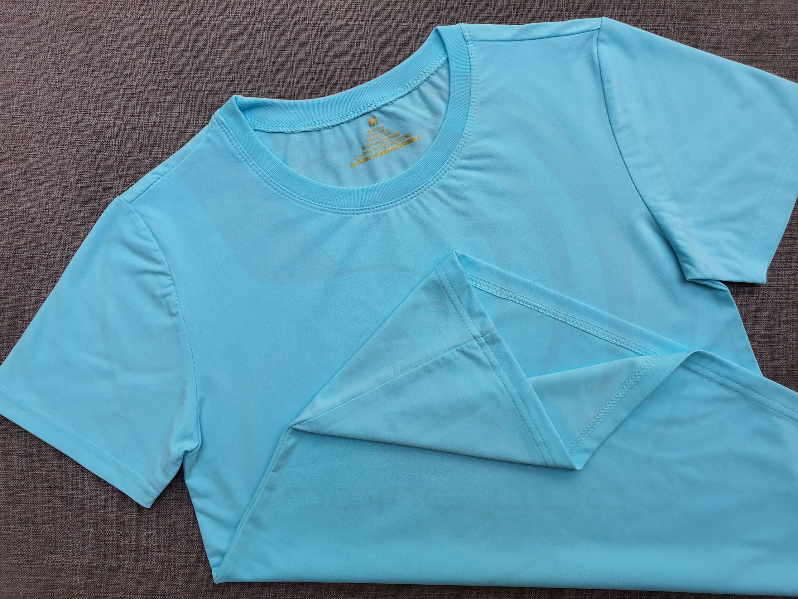 Áo thun cổ tròn ngắn tay supe unisex màu xanh biển