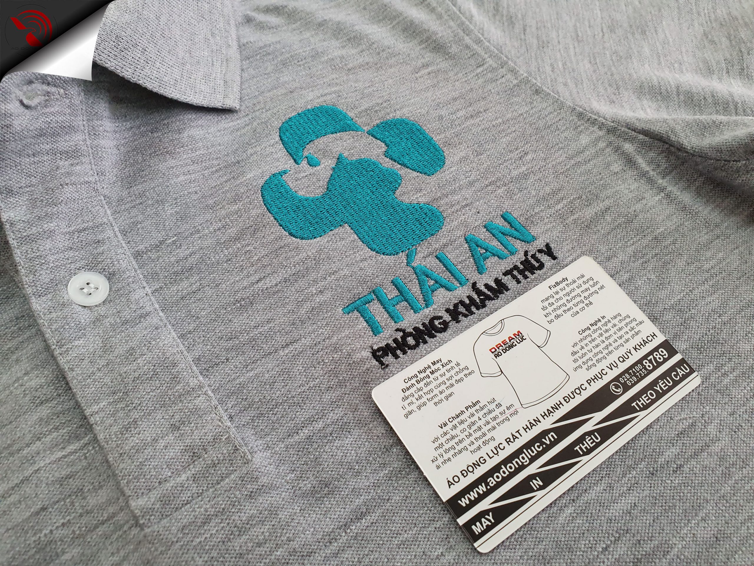 Hình thêu logo áo thun đồng phục theo yêu cầu