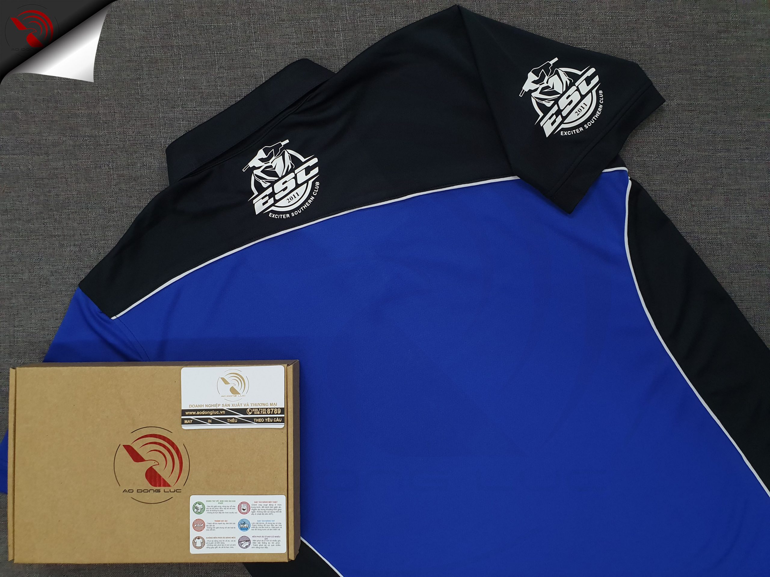 Đồng phục áo thun polo may phối vải in decal