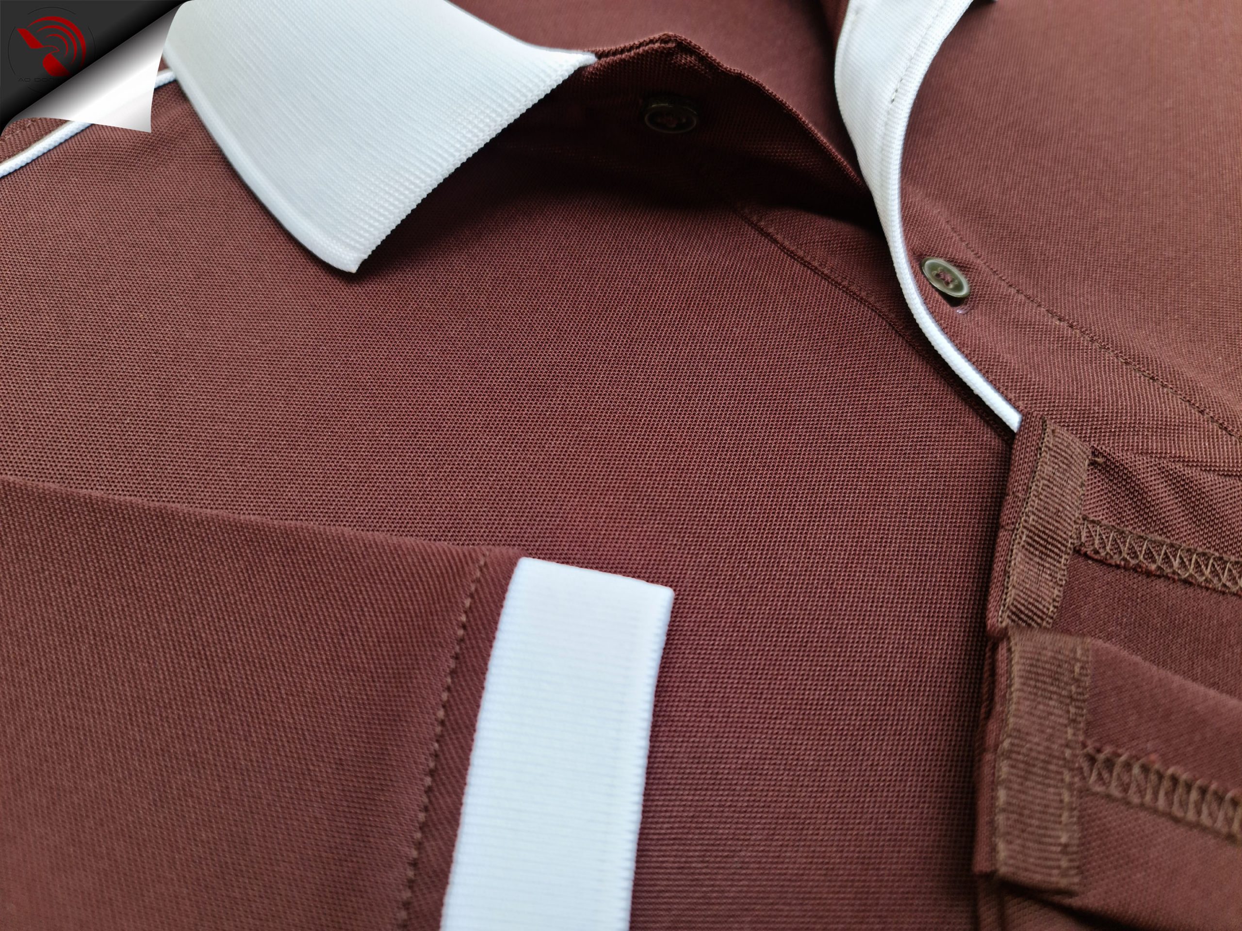 áo polo; đồng phục; trắng phối nâu; đồng phục Chi tiết sản phẩm áo thun cổ trụ màu nâu phối trắng