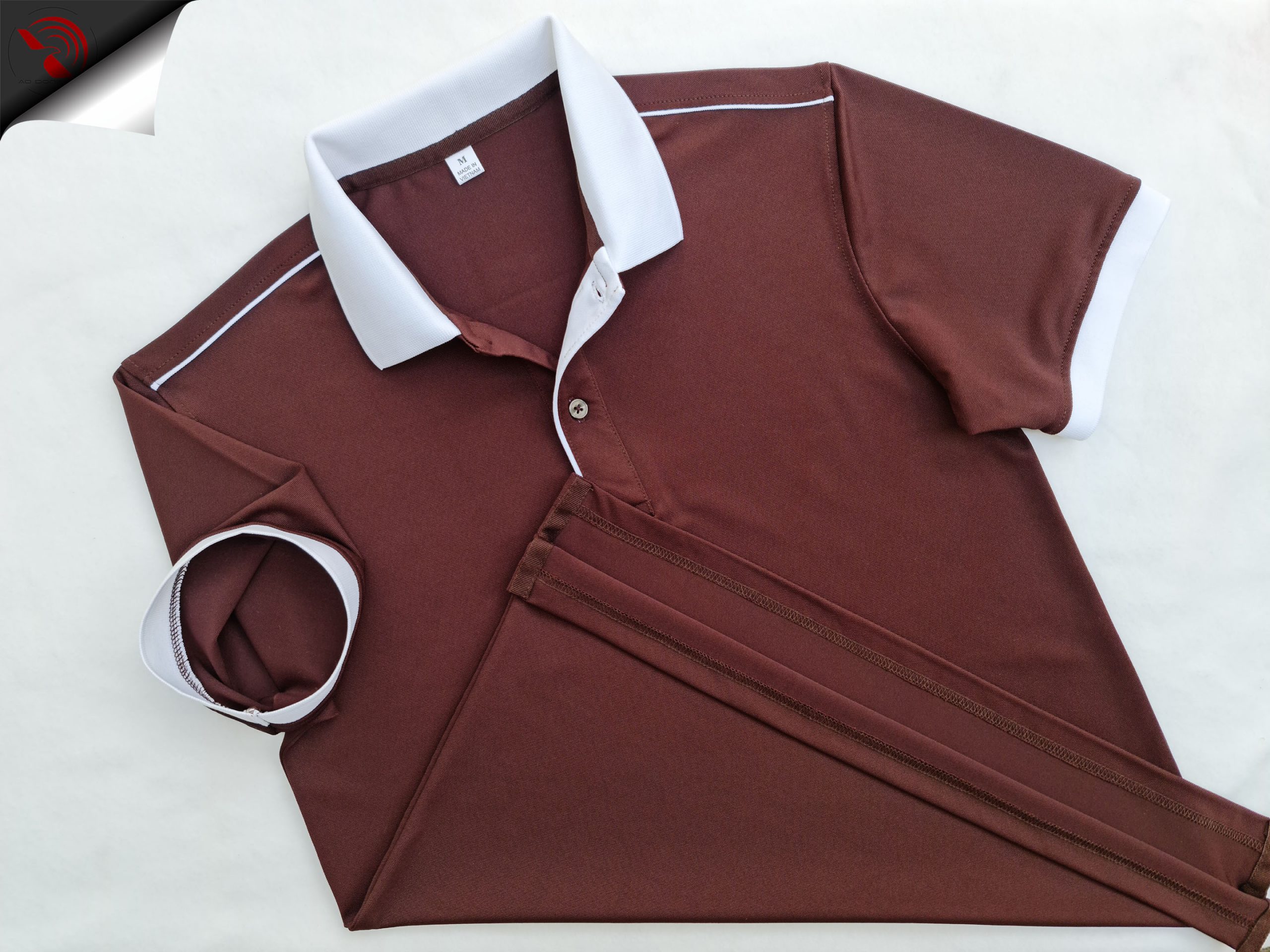 áo polo; đồng phục; trắng phối nâu; đồng phục Đồng phục áo thun polo màu nâu phối trắng