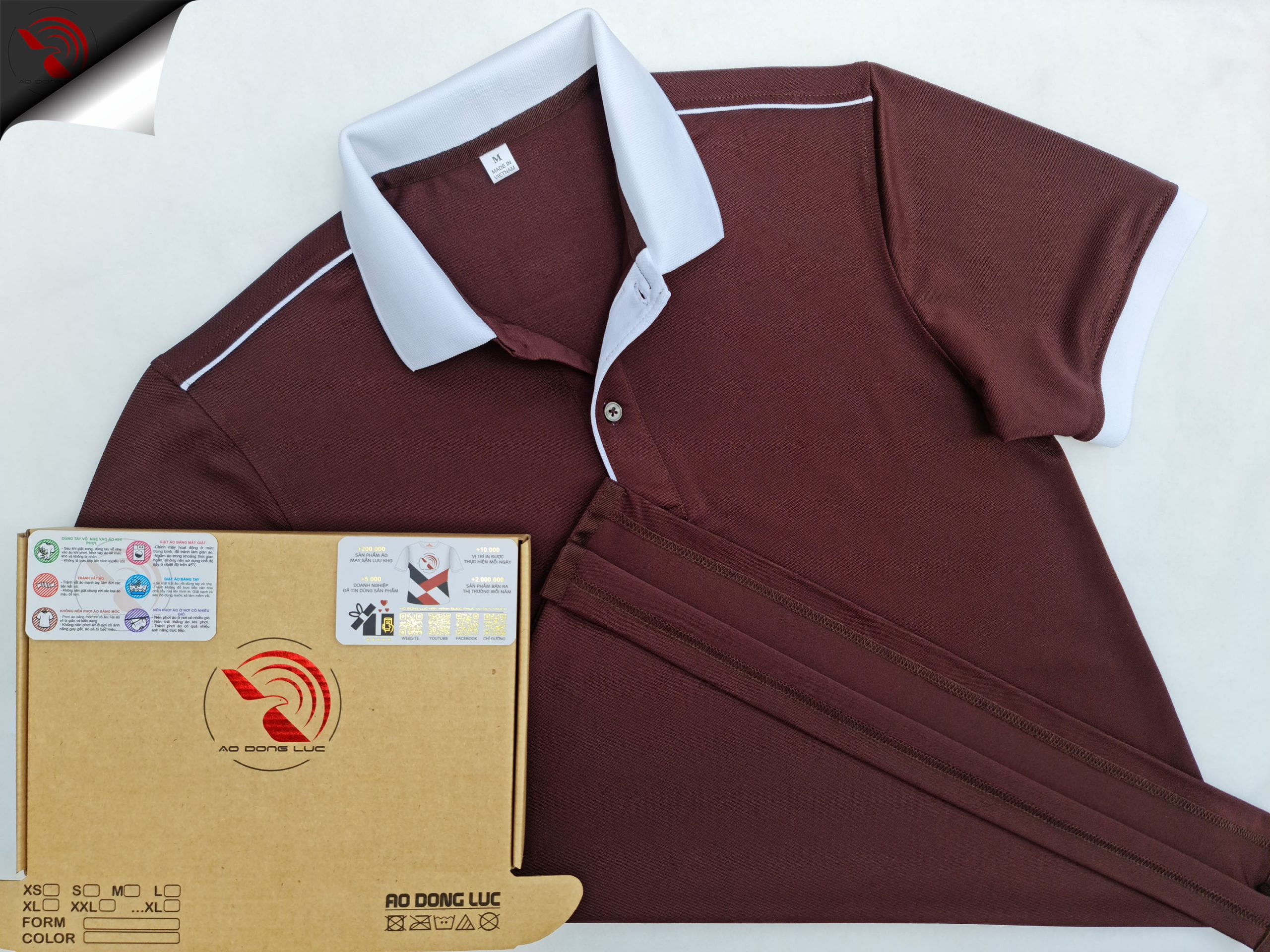 áo polo; đồng phục; trắng phối nâu; đồng phục Đồng phục áo thun polo màu nâu phối trắng