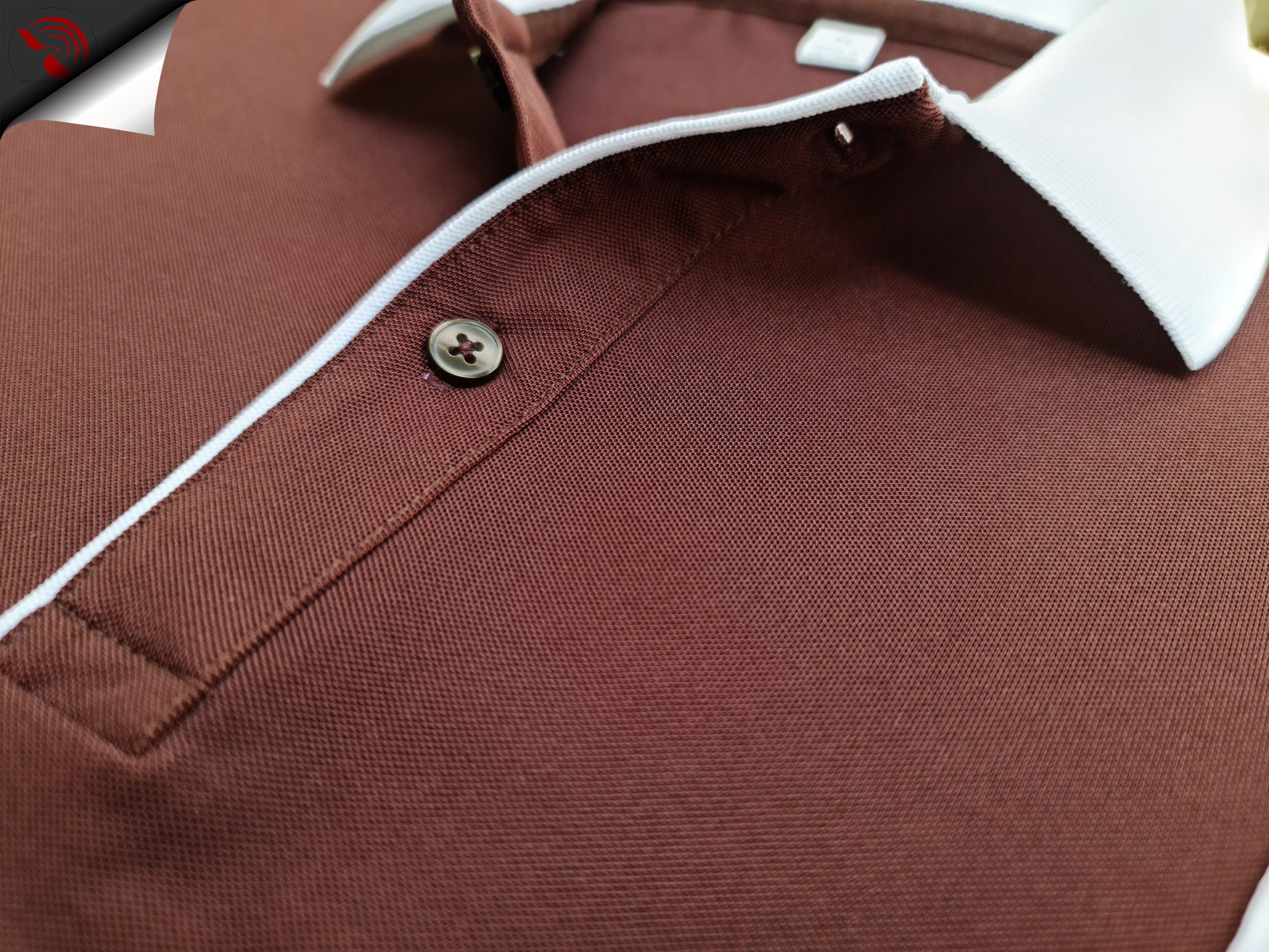 áo polo; đồng phục; trắng phối nâu; đồng phục Chi tiết áo thun đồng phục polo màu nâu phối trắng