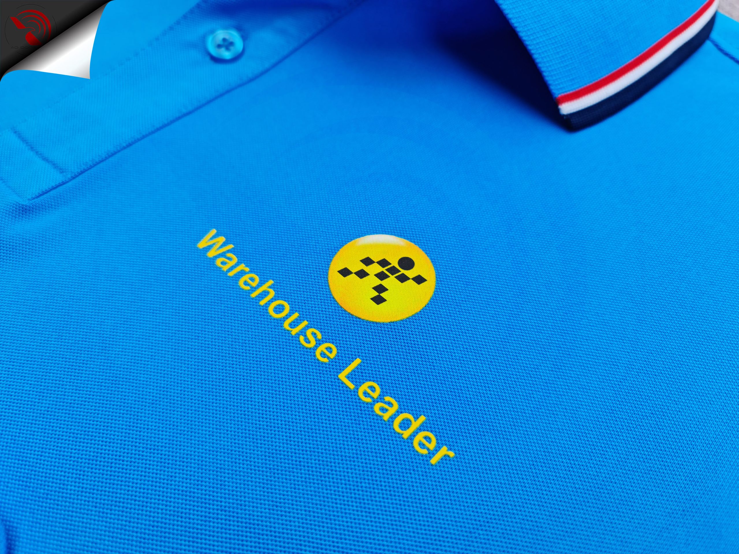 Đồng phục áo thun polo phối bo sọc xanh ya in kỹ thuật số