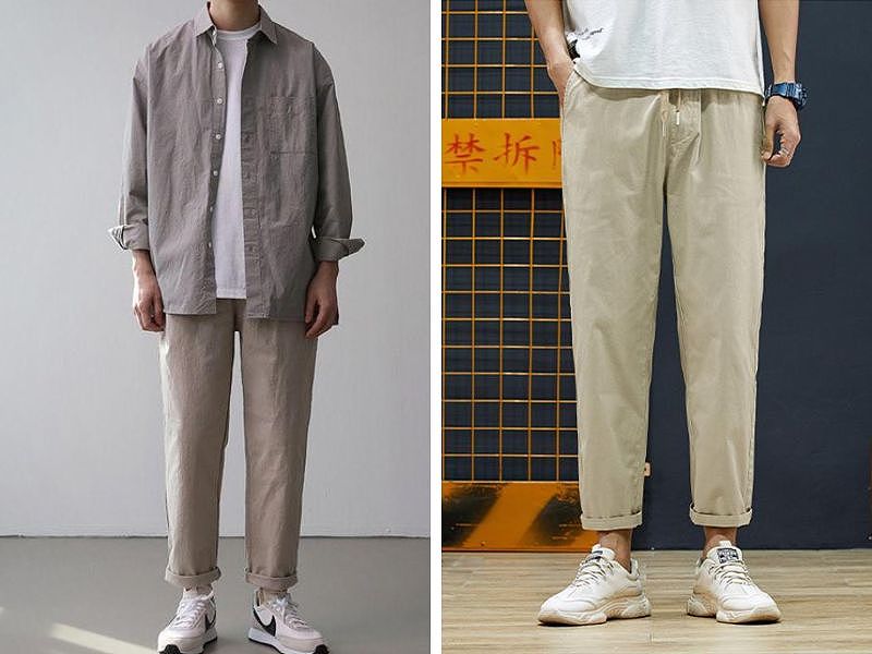 Áo phông rộng phối quần baggy kaki