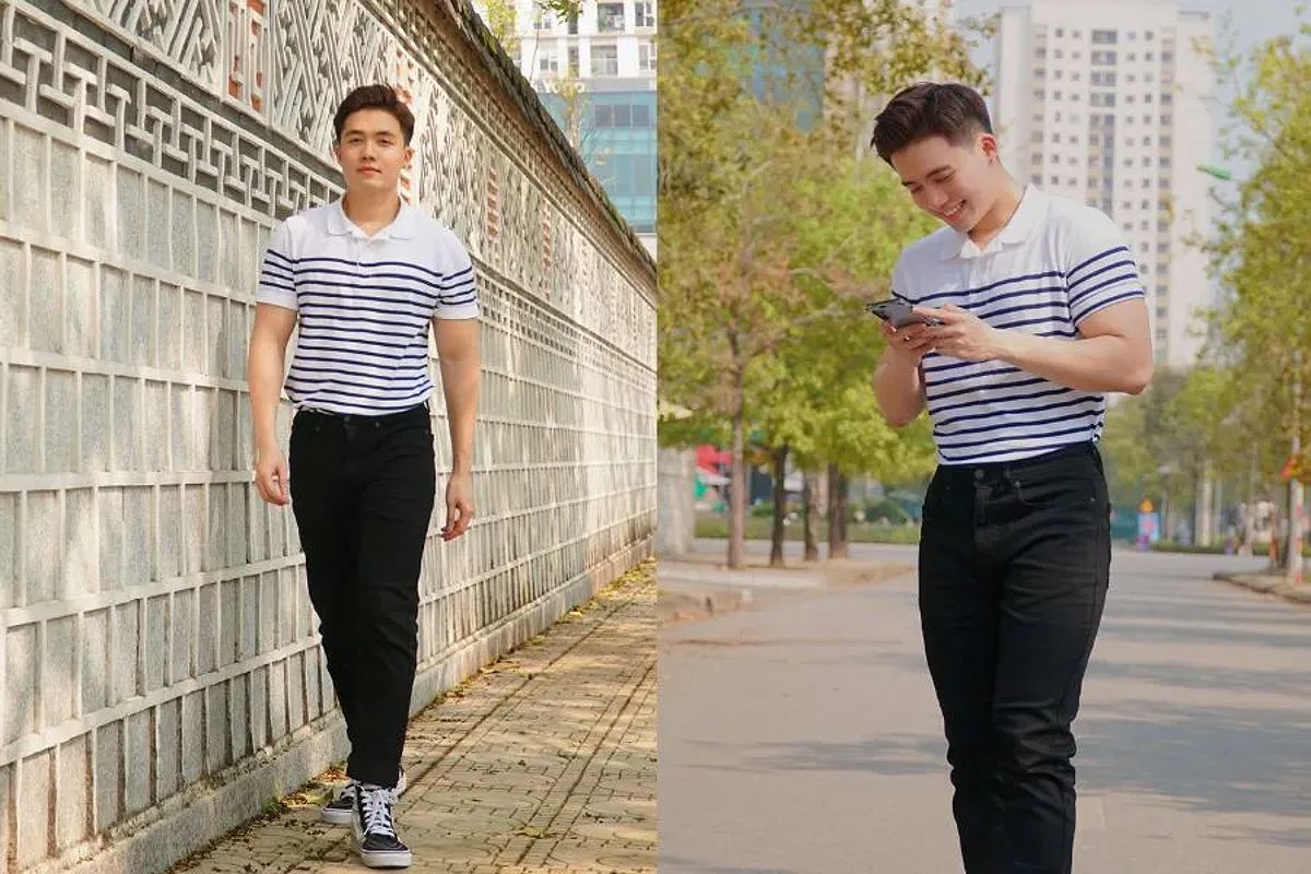 Áo polo đi cùng quần jean tạo outfit hài hòa, giúp cho các chàng trai có một vẻ ngoài cuốn hút hơn.
