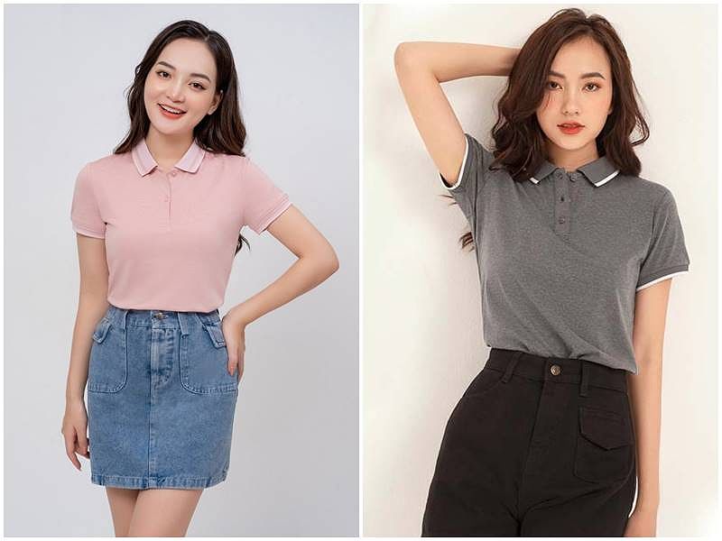 Áo polo trắng kết hợp với quần âu