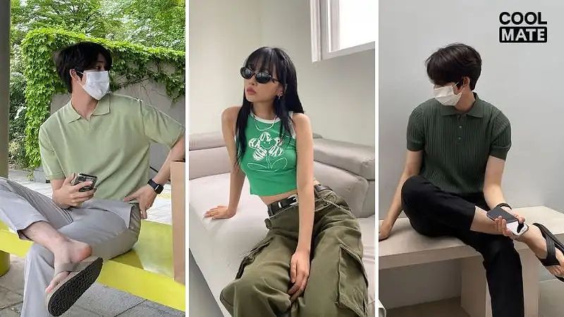 Áo thun xanh lá cây phối với nhiều trang phục khác nhau