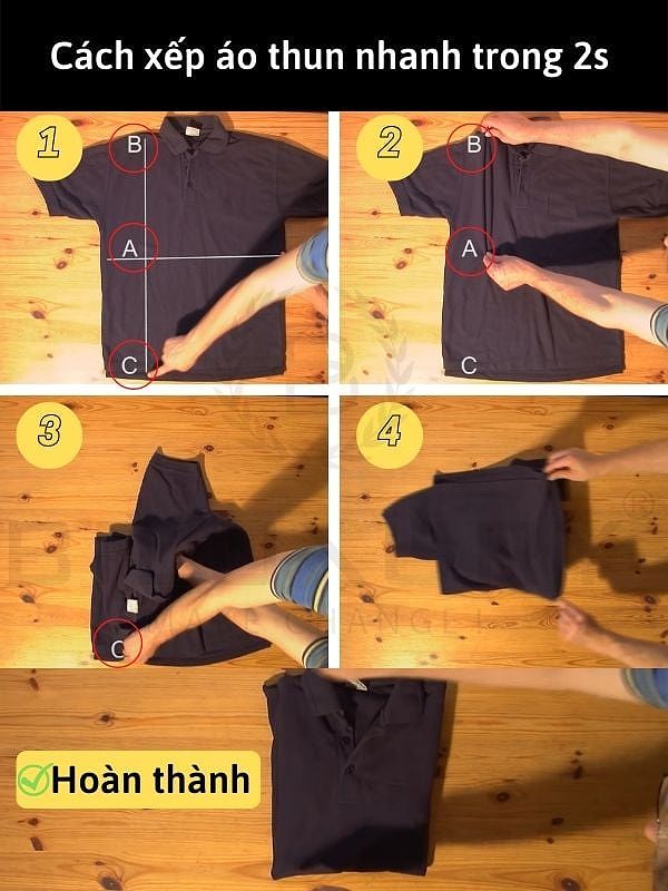 Cách gấp áo thun nhanh trong 2s đơn giản nhất