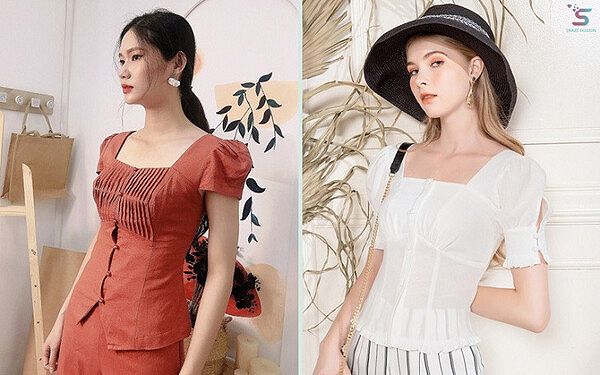 Cổ áo vuông giúp khoe được chiếc xương quai xanh quyến rũ