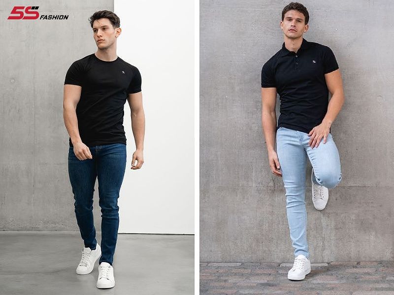 Phối đồ áo thun đen cùng quần jeans đem lại vẻ trẻ trung, cá tính