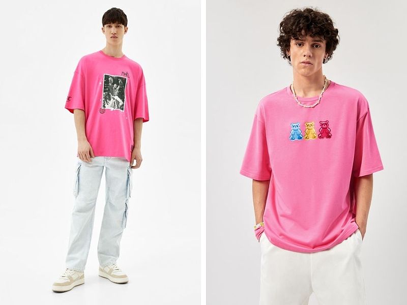 Phối đồ với áo thun hồng nam oversize và quần jogger