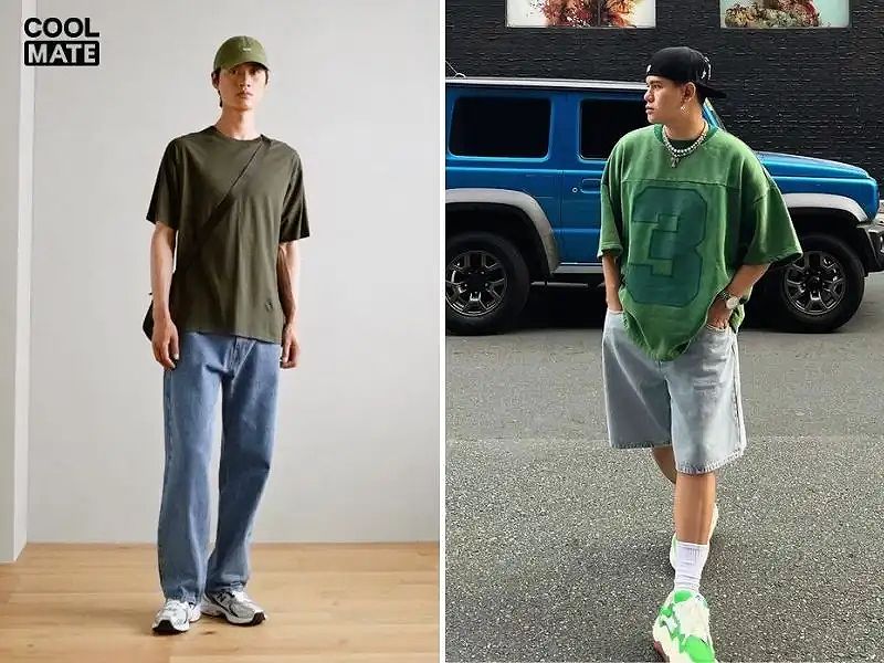 Phong cách streetwear với áo thun xanh